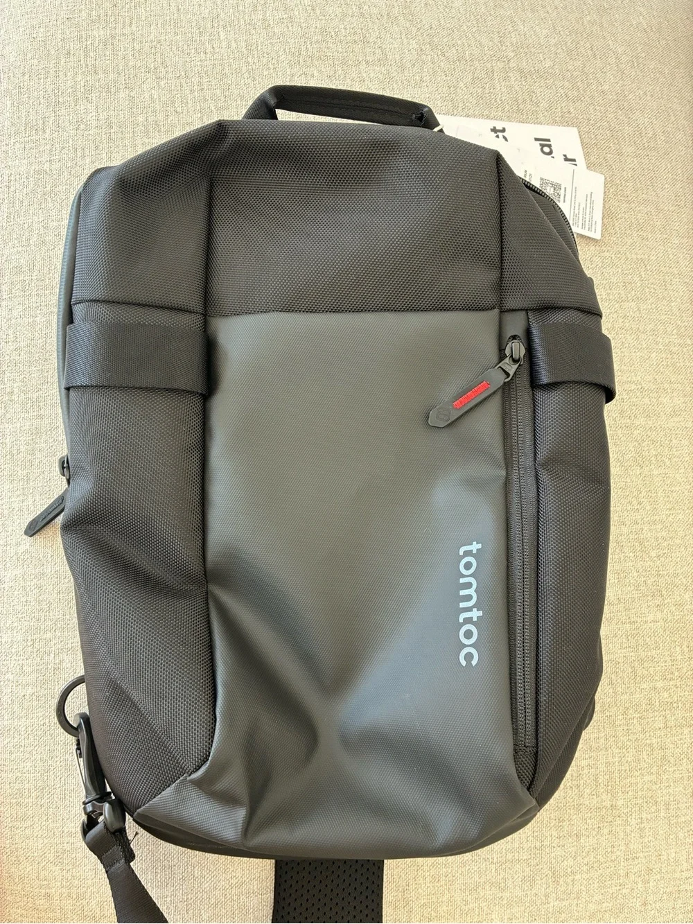 Tomtoc NWT Black Laptop Tech Sling Backpack 14” 15”